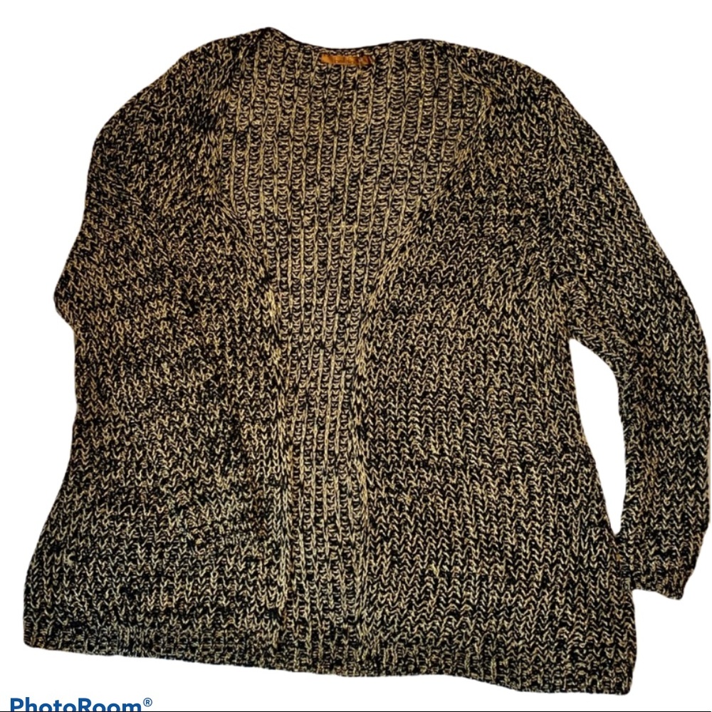 belldini Open Front Sweater in Black & Gold 2XL